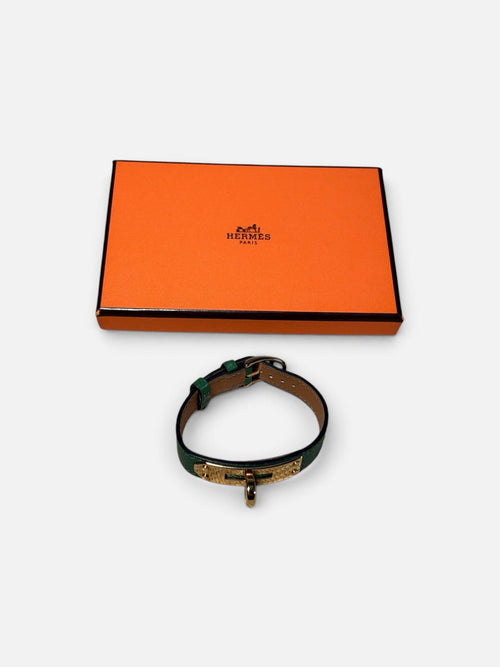 Hermes bracelet en cuir vert
