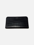 Portefeuille Saint Laurent zippé, cuir façon croco