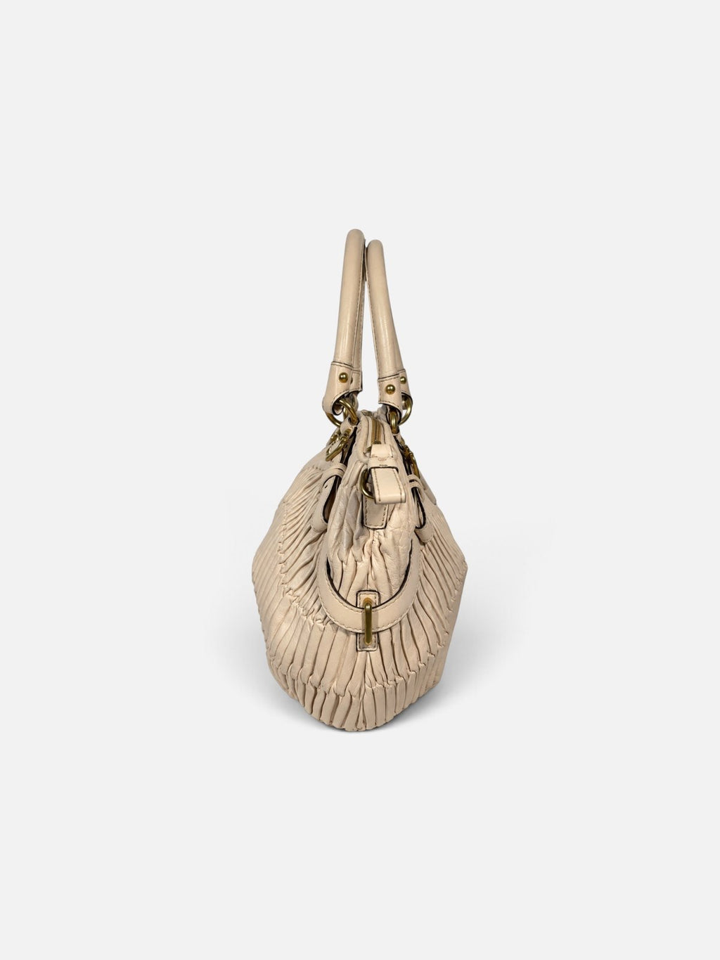 Coach satchel vintage en cuir plisse beige