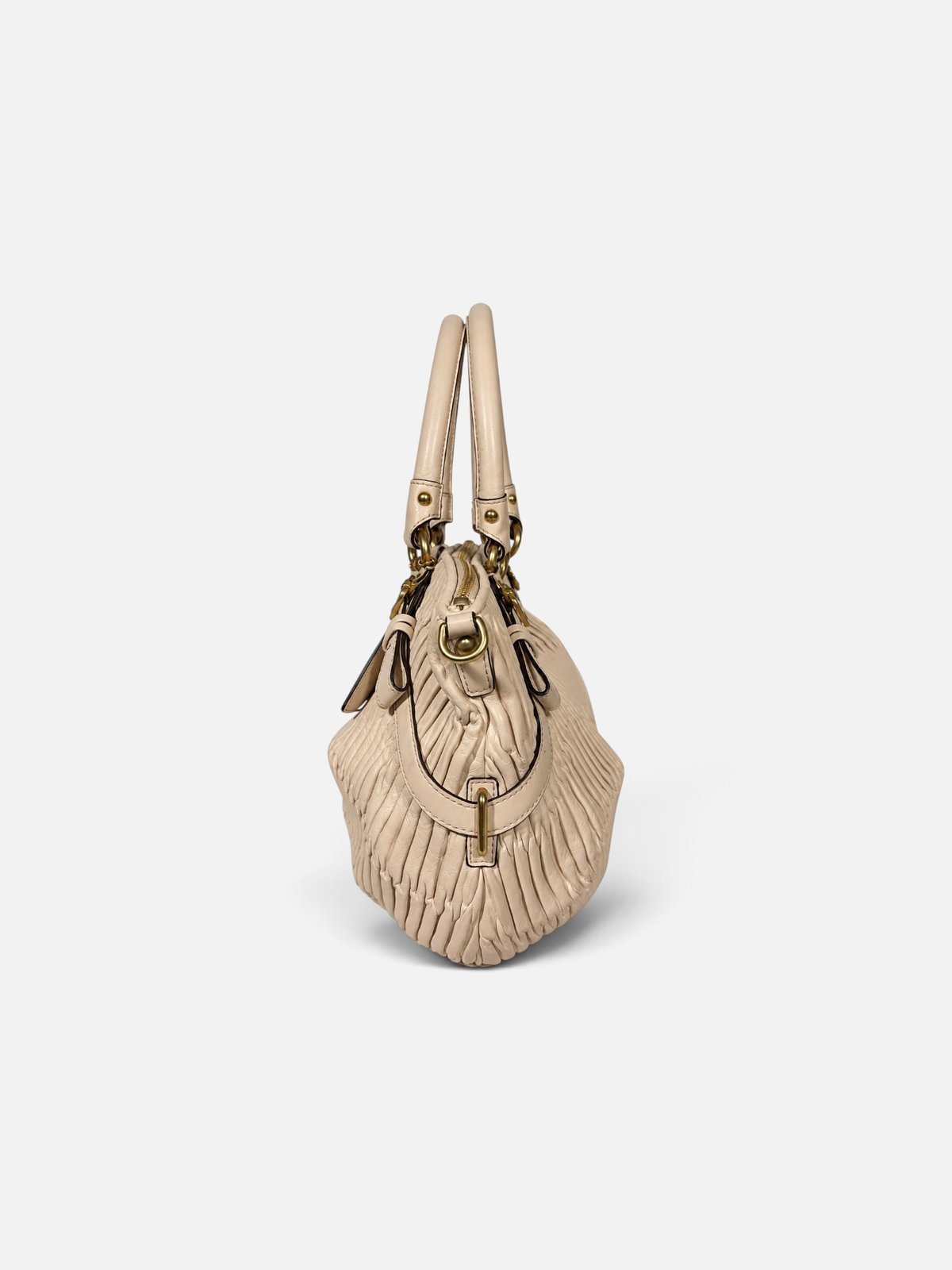 Coach satchel vintage en cuir plisse beige